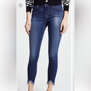 29 Frame Le High Skinny Dark Wash V Step Fray Hem
